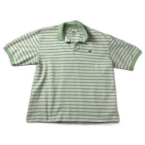 Lacoste Premium Vintage Green and White Striped Polo Shirt